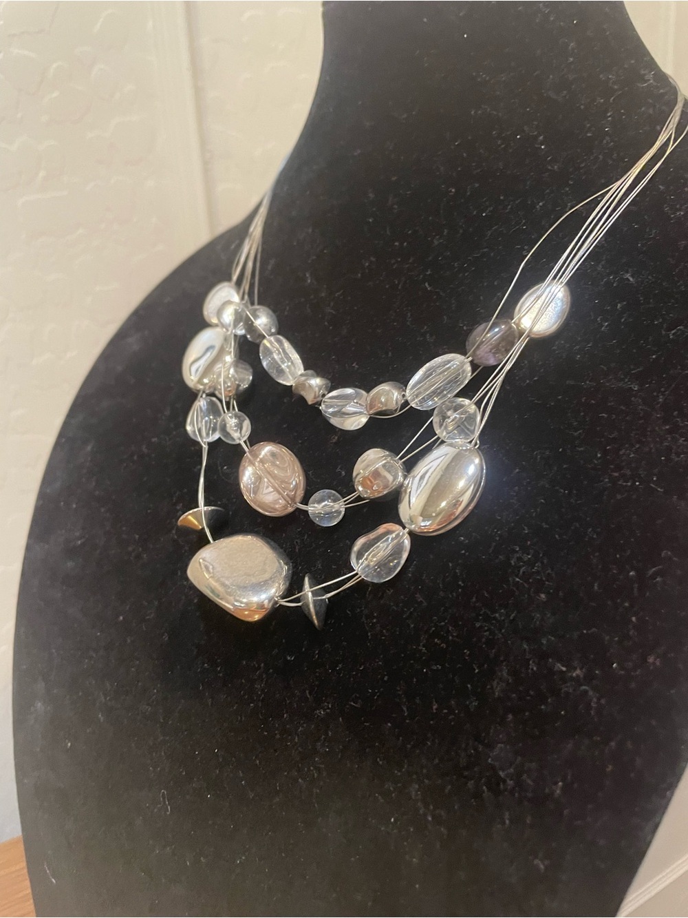 Chico's Multi-Strand Silver-Tone Bead Necklace - Picture 7 of 8